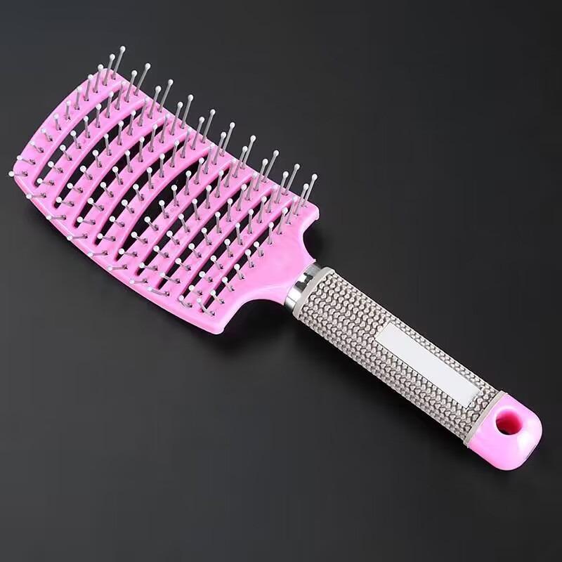 Curved Boar Bristle Hair Brush Professional Detangling Hairbrush Head Massage Comb Hairdressing Styling Comb for Women Men