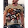 Men's Cute Dogs 3D Printed T-Shirt Casual Short Sleeve Crewneck Top Funny Cartoon Puppies Graphic Tee Creative Animal Style Summer Streetwear Clothes