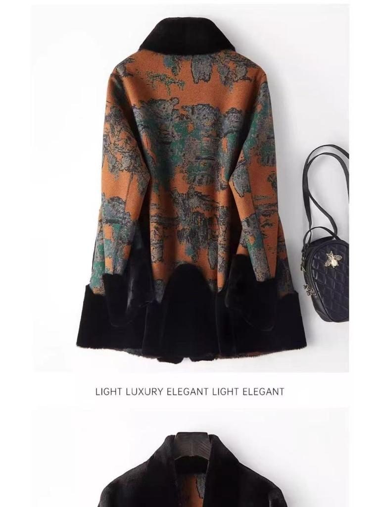 Mom's Reversible Faux Fur and Leather Coat - Women's Winter Fashion for Mid-Aged & Elderly