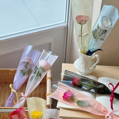 50pcs Transparent Flower Packaging Bag DIY Bouquet Packaging Sleeve  Valentine's Day
