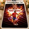 Flannel BlanketLamine Yamal Custom Name Text Personalized Soft Warm Throw Blanket Home Decor Gift