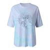 Women's Vintage Sun And Moon Printed Tie-dye Casual Short Sleeve Tops Blouse