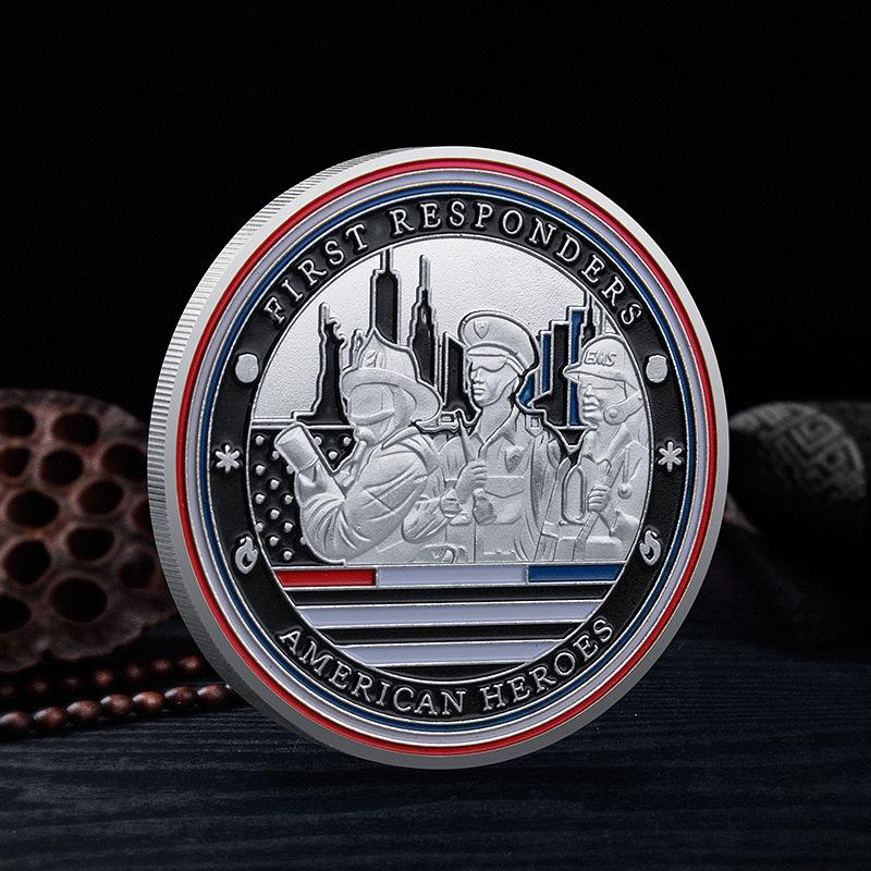 Metal commemorative coin, American relief challenge coin, primary responder, hero commemorative medal, handicraft collection coin