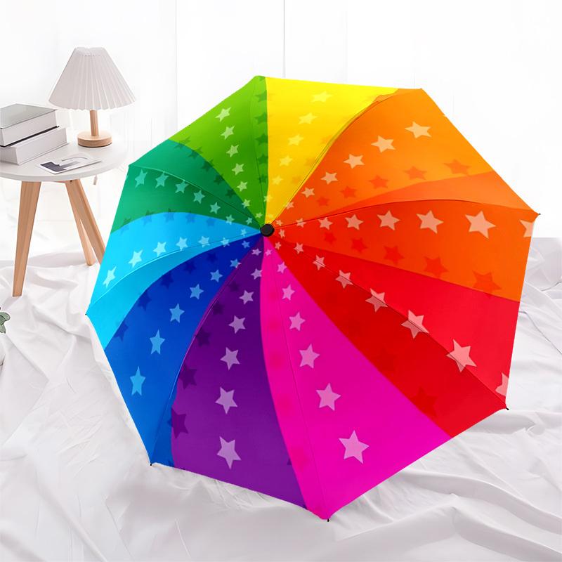 1 Stück bunter Sterne Automatisches Öffnen/Schließen Regenschirm, Winddicht, Kompakter Faltregenschirm mit Leichtem Design für Damen/Herren099