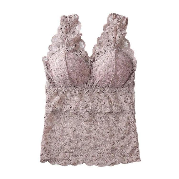 Canotta da Donna con Schiena in Pizzo Spalline Larghe Scollature Vest Top Avvolgenti sul Petto