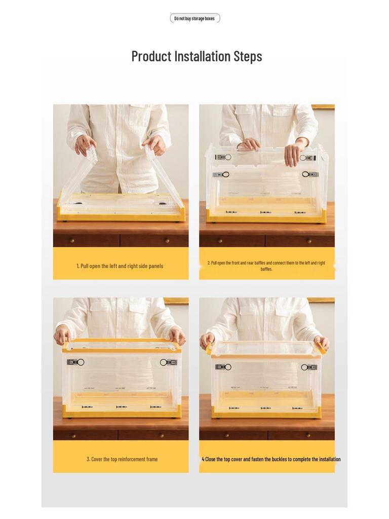 Side-Opening Transparent Storage Box with Lid for Clothes, Toys, and Books - Large Plastic Organizer for Wardrobes.