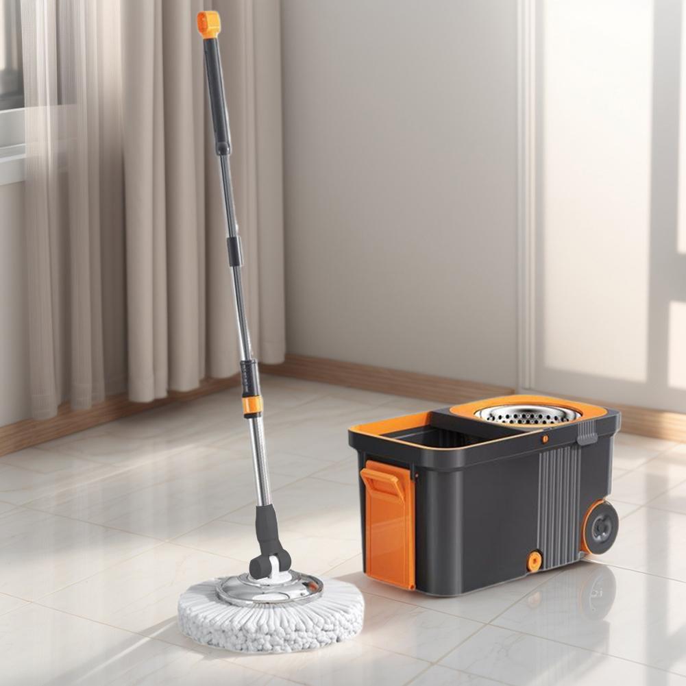 Cleaning Spin Mop with Bucket Household Cleaning Automatic Spin Mop with 6 Extra Refills Heads Extended Handle for Home Cleaning