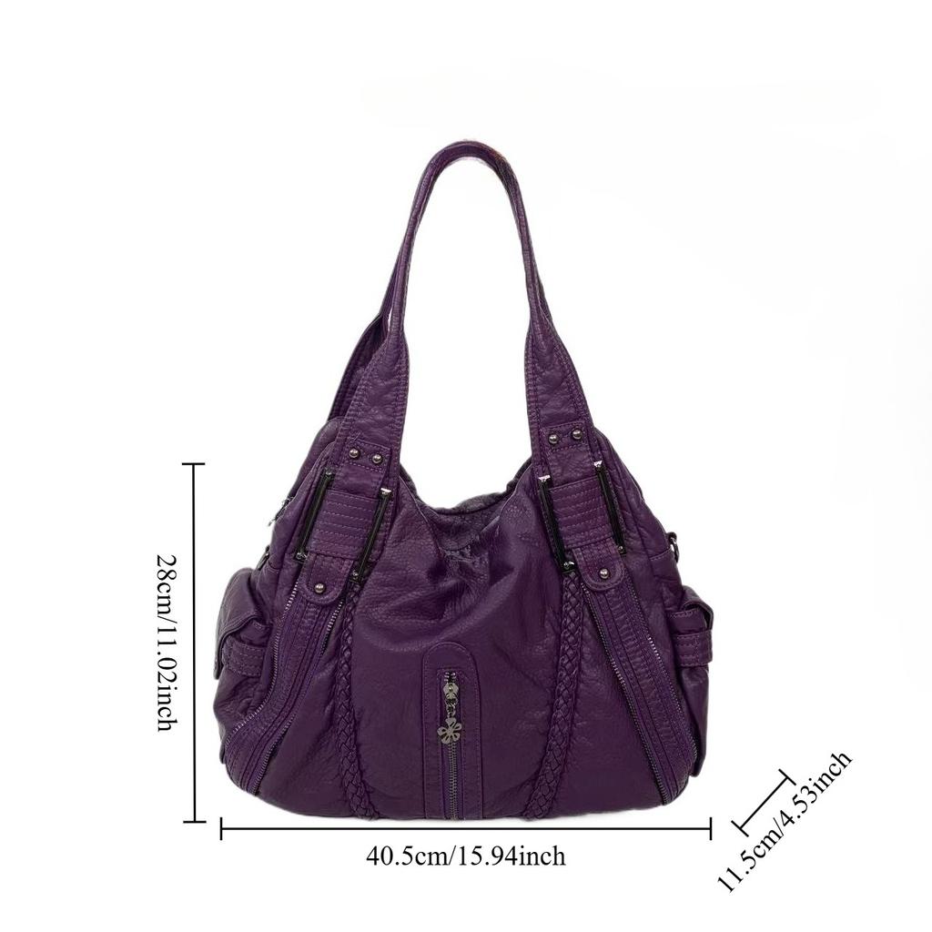 Ladies' street Y2K personalized punk vintage tote bag with large capacity and multiple pockets, vintage crossbody handbag