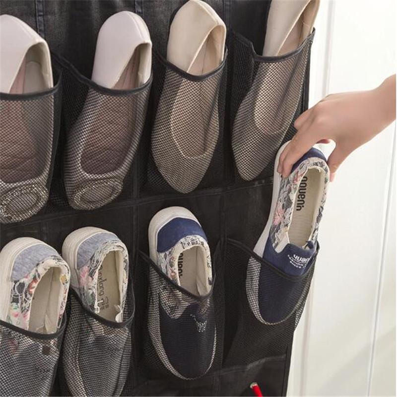 24 Pocket Large Mesh Cloth Box Storage Hanging Bag Wall-mounted Sundries Organizer Holder Room Shoes Slippers Storage Bag