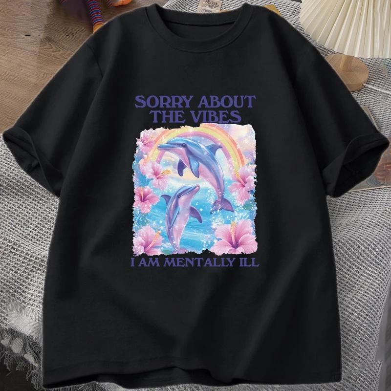 Entschuldigung für die Stimmung Unisex T-Shirt Albernes Seltsames T-Shirt Damen Lustig Mental Baumwolle Kurzarm T-Shirt Herren Kleidung Top T-Shirt