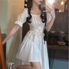 Irregular Hem Solid Color Dresses Female Summer Design Sense Bubble Sleeve Dress