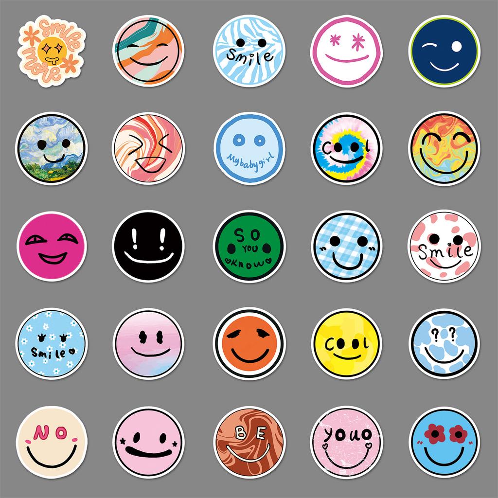 50 Smiling Faces Doodle Cartoon Children's Hand Account Cute DIY Skateboard Mobile Phone Case Suitcase Sticker Waterproof