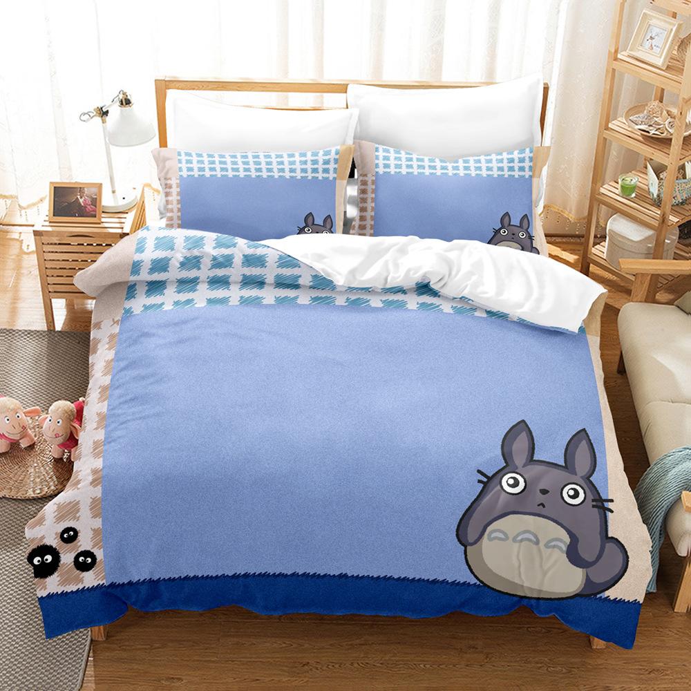 

Miyazaki Hayao Spirit Away Комплект постільної білизни Quilt Totoro Studio Ghibli Duvet Cover Comforter Bedlothes Children Kid Boy Bed AU King(245x210cm)
