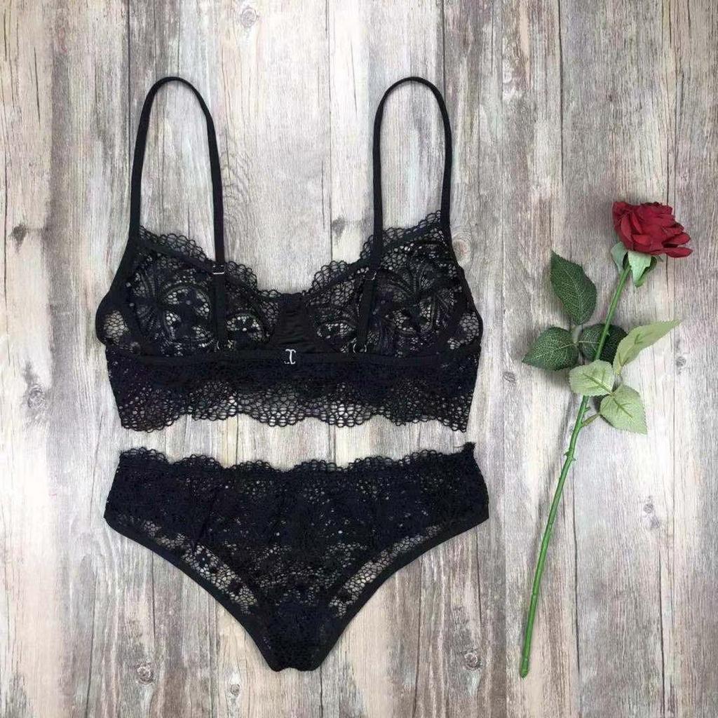European and American Lace Camisole Bra and Triangle Panty Set - Sexy Temptation Lingerie