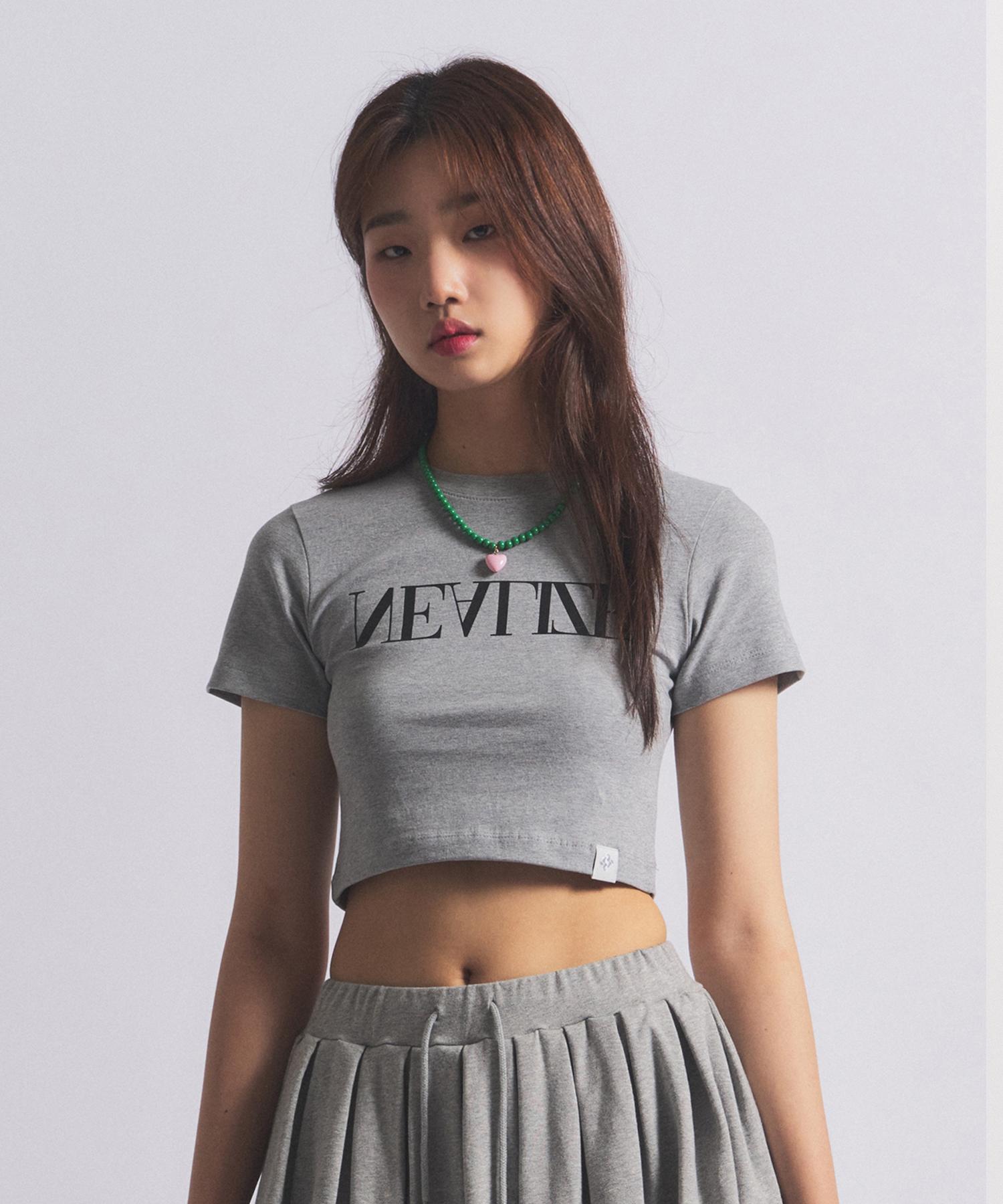 Nil Rise Logo Cropped Short Sleeve T-Shirt Gray Gray/S