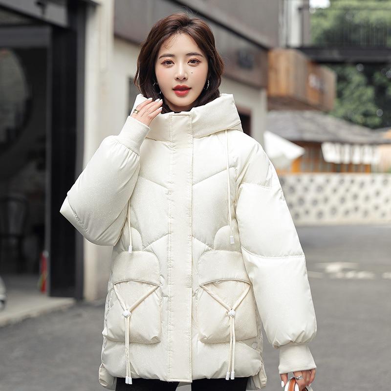 Women's winter down cotton-padded clothes Women's loose hooded cotton-padded jacket Loose versatile thickened warm jacket