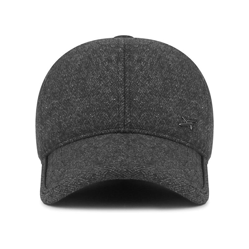 Herren Winter Warme Wollmischung Baseballkappe mit Ohrenklappen Dad Hat