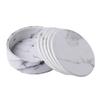 6PCS Hot Sale PU Leather Marble Coaster Drink Coffee Cup Mat Easy To Round Tea Pad Table Holder Clean Placemats Coaster Set