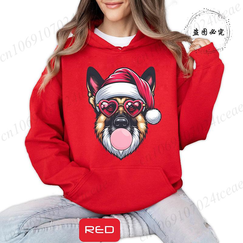 Christmas Dachshund Printed Hooded Sweatshirt Merry Christmas Women's Loose Hoodies Xmas Dog Cartoon Anime Hoody Clothing