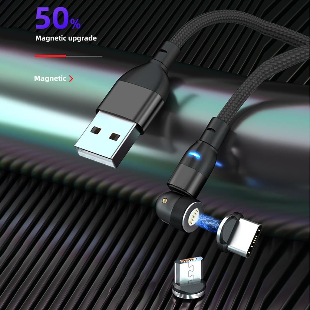 Micro USB 540° 3A Fast Charging Rotating Magnetic Data Cable About 78.8in