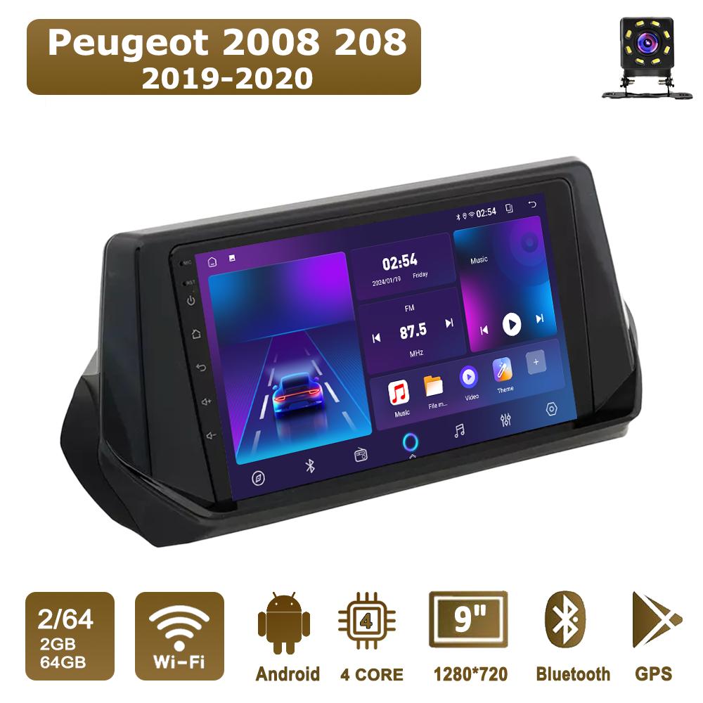 

Android Car-Play Car Radio For Peugeot 2008 208 2019-2020 Multimedia Player Head Unit Stereo GPS Navigation BT WIFI,2+64GB