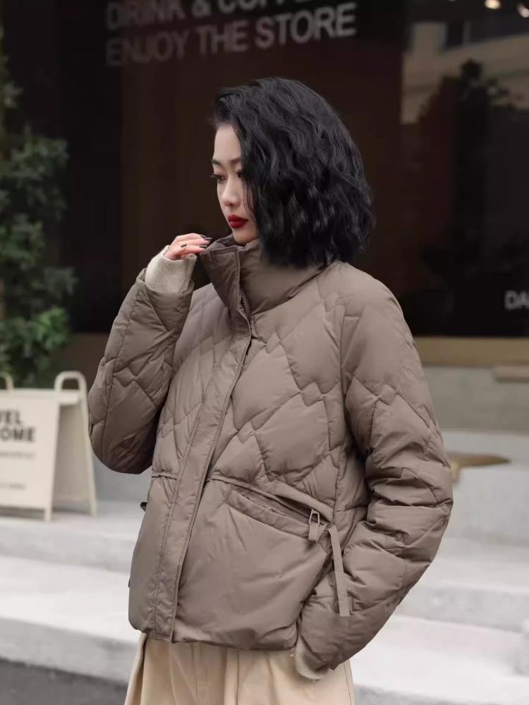 Light Warm Down Jacket for Women Standing Collar White Duck Jacket Short Coat Large Size Fashion Trend Winter Clothes