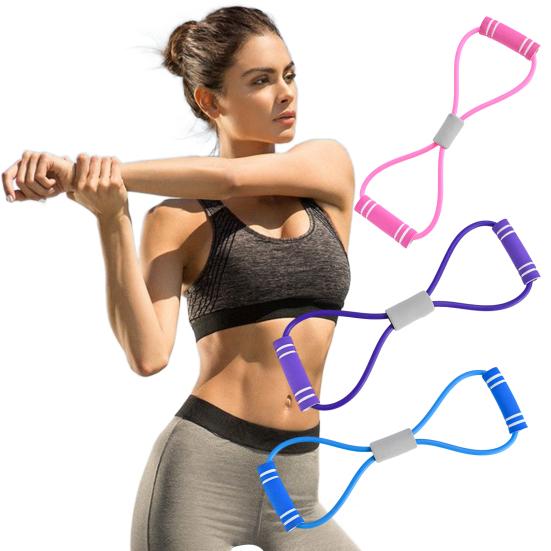 Figure 8 Fitness Resistance Band with Anti-slip Handle Portable Men Women Arm Shoulder Stretch Strength Training Exercise Elastic Strap Tension Rope