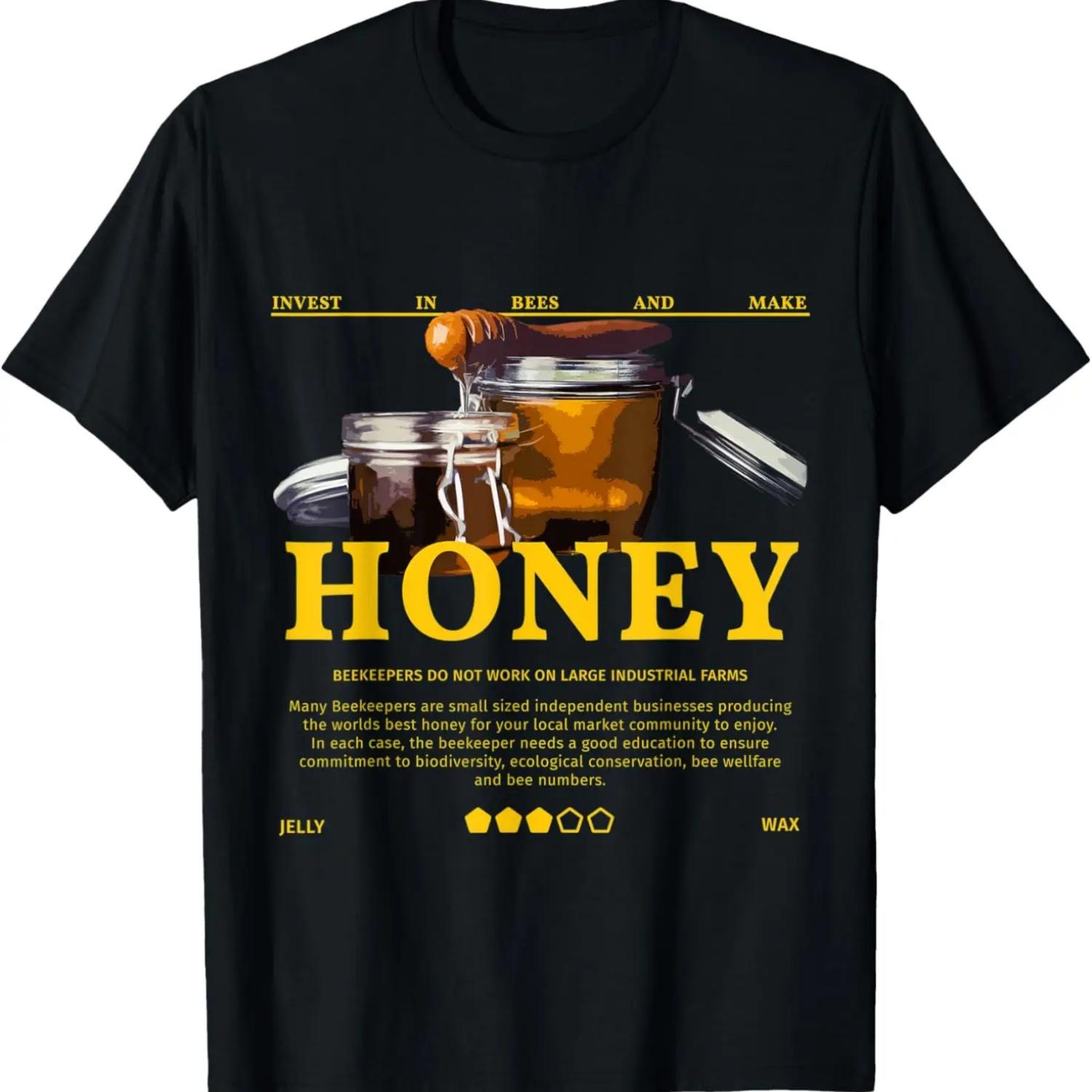 

Bee Keeper Design Streetwear Style honey jars with dipper T-Shirt XXXXXL чорний