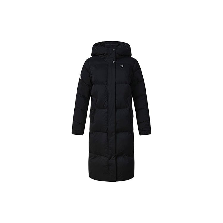 

FILA Athletics Basic Hooded Warm Solid Long Down Jacket Women Outerwear Deep-Black A11W242908F-BK M