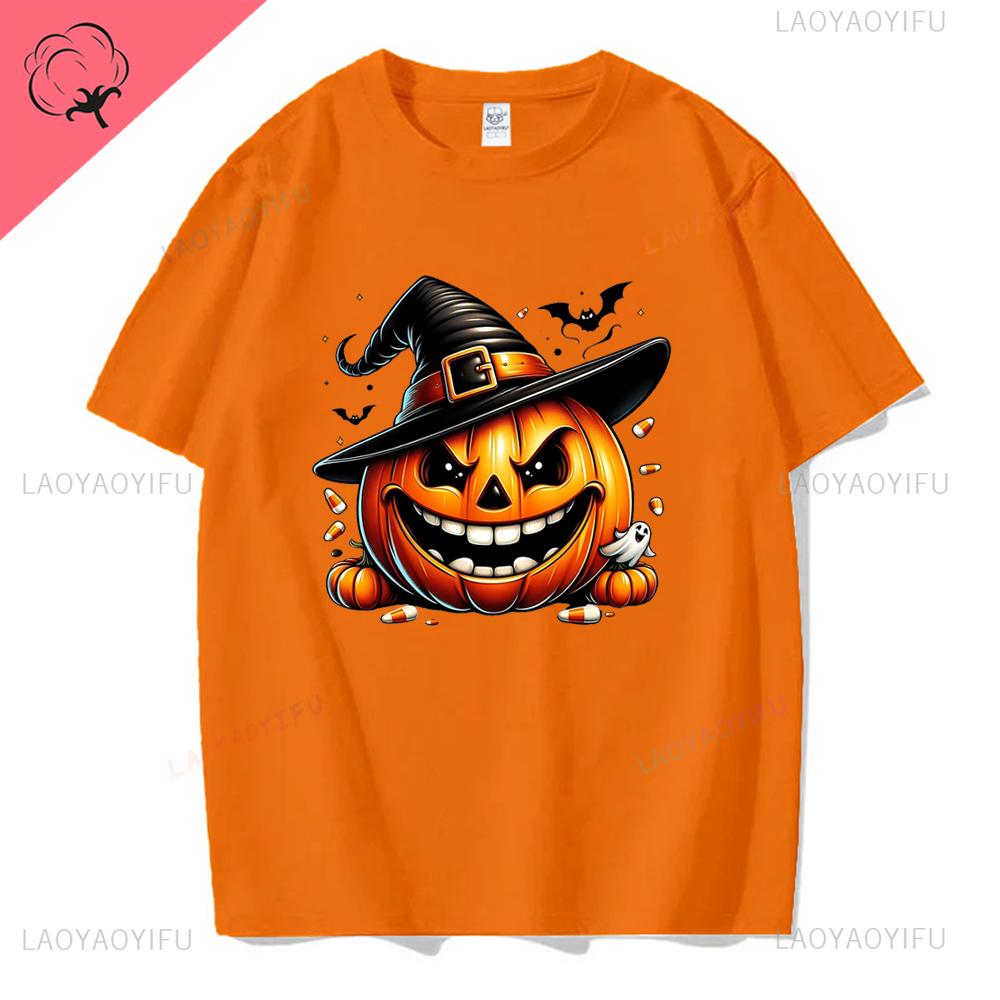 Trick or Treat Halloween T Shirts PumpkinCandyBonesSkeletonfunny Halloween Costume Cotton Men Women  Tops Graphic T Shirts