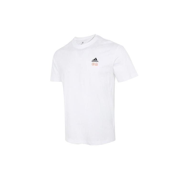 adidas Iseem Gfx Tee Outdoor Sports Printing Round Neck Short Sleeve Couple Style White Unisex GN7335 L