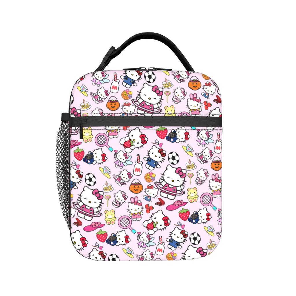 Custom Kitties Kitten Portable Lunch Box Women Men Leakproof Cat Anime Cooler Thermal Food Insulated Lunch Bag School Student
