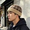 Brimless Melon Skin Hat Leopard Plaid Painter Hat Retro Knitted Beanies Cap  Women