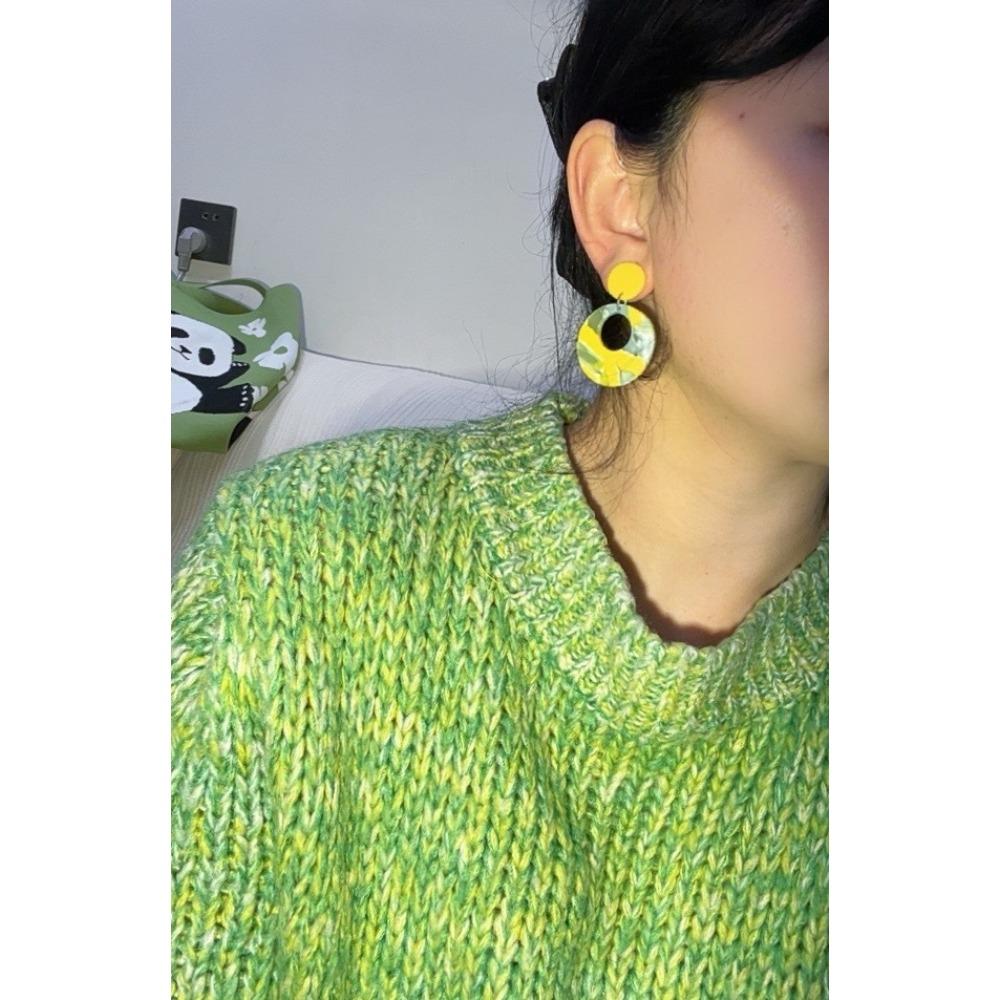 JMXD-Acetate Acrylic Earrings for Women Y2K Drop Dangle Hoop Earrings In Multiple Colors Lightweight Retro Circle Ear Studs Fashion Jewelry Gifts