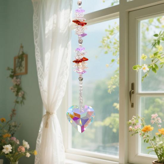 Love Heart Faux Crystal Suncatcher Decoration Indoor Outdoor Faux Crystal Heart Prism