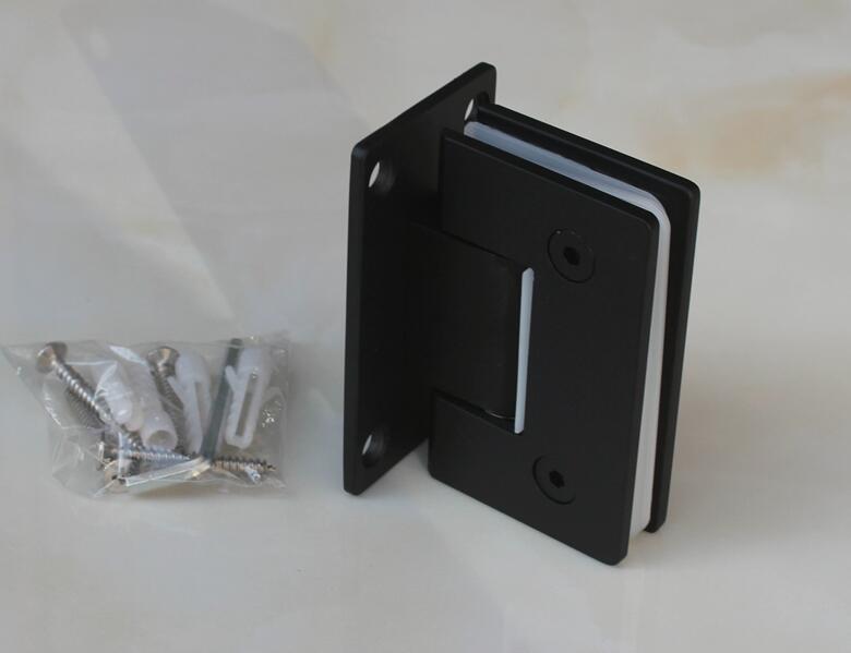 Solid stainless steel glass door hinge 90 degree double opening, matt black baking paint