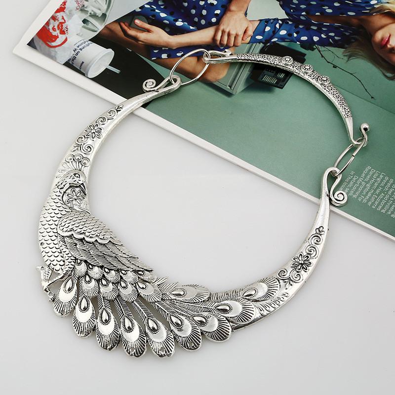 Peacock Design Ethnic Necklace Alloy Retro Pendant For Party And Wear Casual
