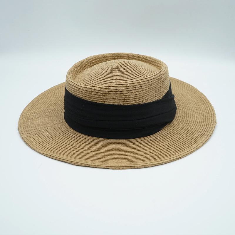 Japanese French Retro Cotton And Linen Cloth Fine Paper Woven Flat Top Top Top Hat Women'S Summer Sunshade Anti-Sun Korean Version Wide-Brimmed