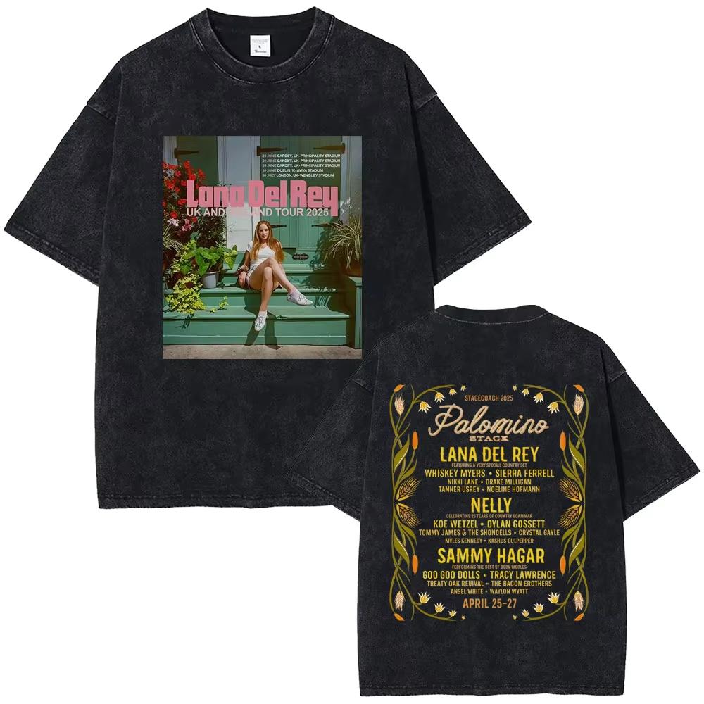T-shirt Grafica Lana Del Rey Occhi Vintage Lavata Uomo Donna Moda T-shirt Oversize a Maniche Corte Maschile Casual Cotone