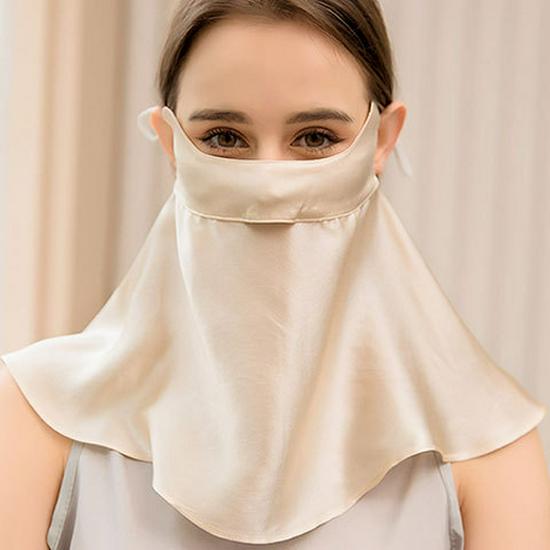 Mulberry Silk Facekini: Full Face & Neck UV and Smoke Protection Mask for Women
