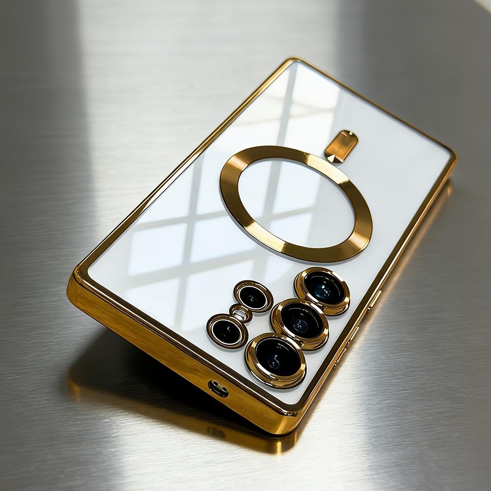Luxus Magnetische Beschichtung Klare Hülle Für Samsung Galaxy S26 S25 S24 S 26 Ultra Plus S26Ultra Kabelloses Laden Stoßfeste Abdeckung Galaxy S22 gold