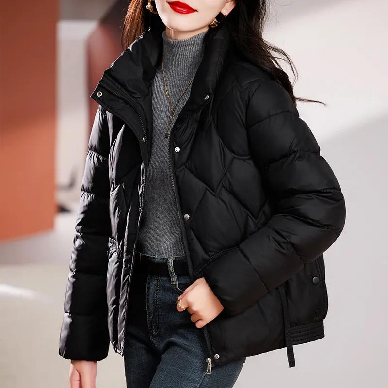 Winterliche Baumwolljacke, Modisches Temperament, Vielseitiger Stehkragen, Kurze, lockere und schlichte Baumwolljacke