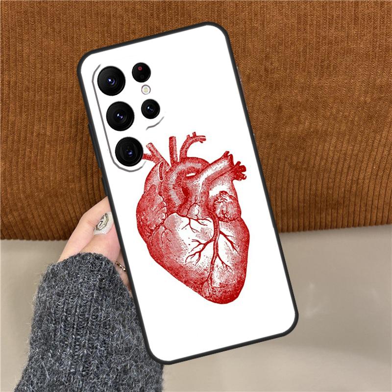 Vintage Anatomical Heart Brain Phone Case For Samsung Galaxy S25 Ultra S9 S10 Plus S20 FE S21 S22 S23 S24 Ultra Back Cover