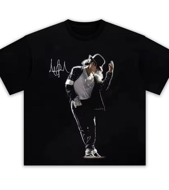 Maglietta in Cotone Grafica Ritratto Cantante Mj Michael Jackson Unisex Moda Retro Estiva Unisex Hip Hop Manica Corta Larga