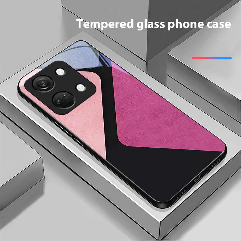 Splicing Color For OnePlus Nord 3 5 6T 7 Pro 8 12 10T Reno8 Lite 5G 10R Nord N30 Hard Shell Tempered Glass Phone Case Black