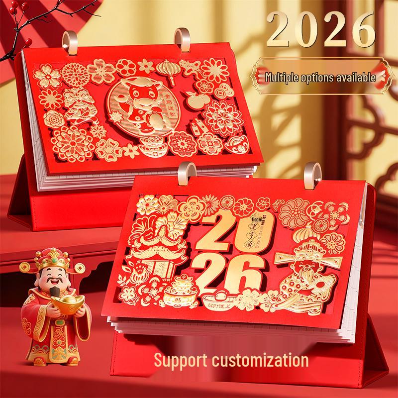 2026 Large Leather Desk Calendar: Double-Ring Monthly Planner for Business & Exams