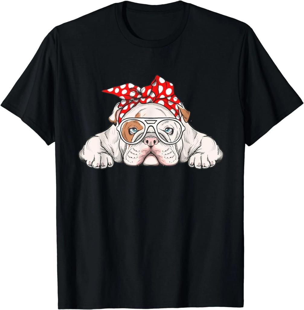 English Bulldog With Bandana - Dog Animal Lover Puppy Owner Gift Unisex T-Shirt