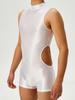Sexy Herren-Einteiler Ausgeschnittenes Bodysuit Unisex Strumpfhose Elastisches Leotard Öl Glänzend Glatt Leotard Formgebender Jumpsuit