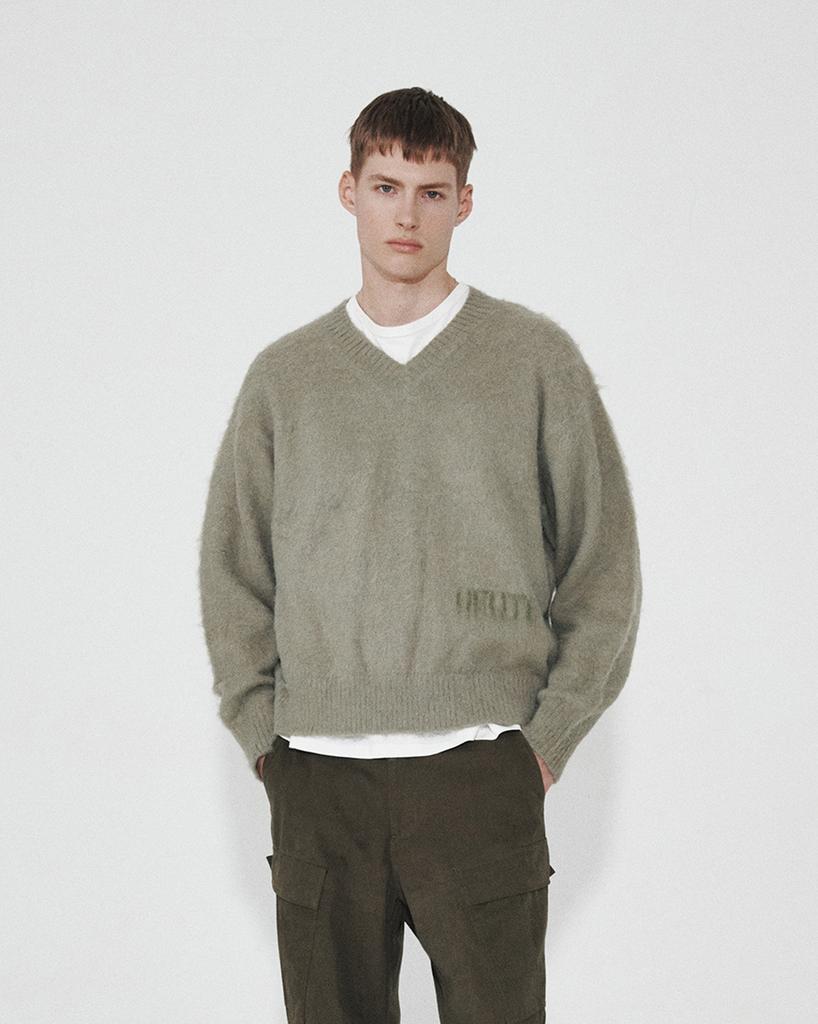 Hoite Het Mohair V Neck Knit (Light Khaki)
