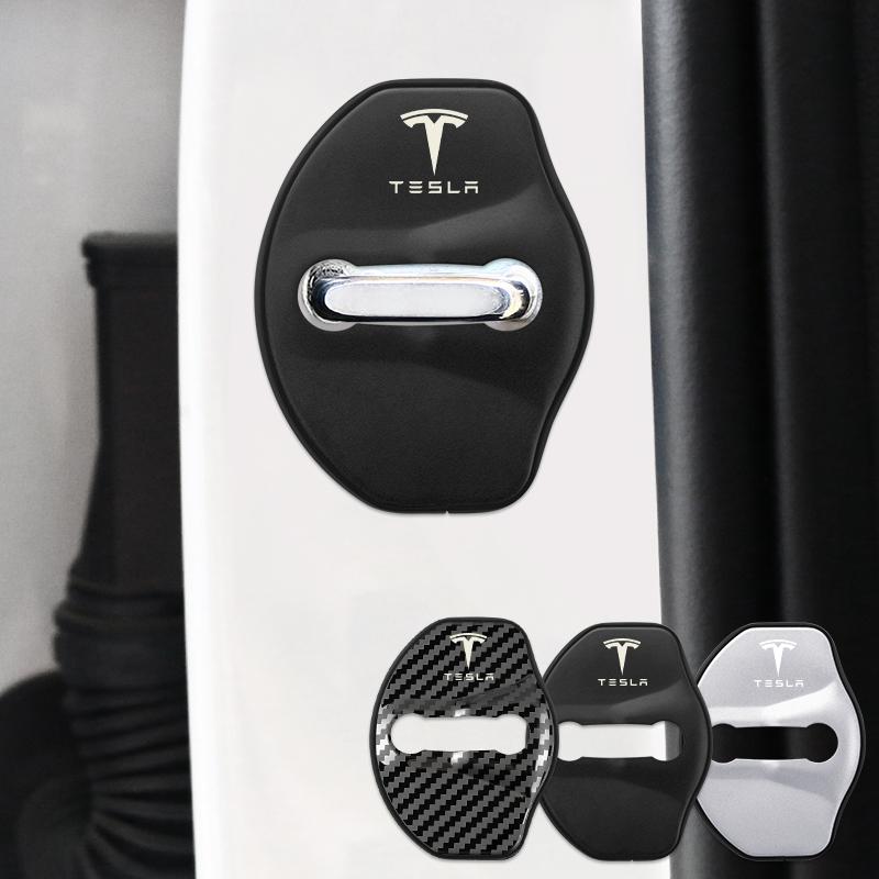 High-quality Matte Car Door Lock Cover Auto Emblems Case For Tesla Model 3 Model X Y Style Roadster Accessories